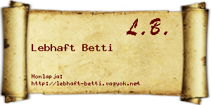 Lebhaft Betti névjegykártya